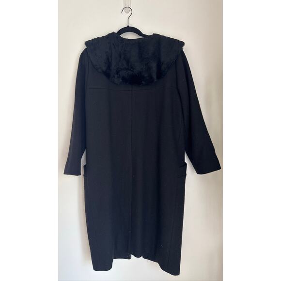 Reformation Raven Overcoat with Faux Fur Collar - Black, Size M - Picture 7 of 8